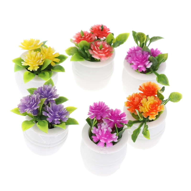 

3pcs 1:12 Dollhouse Miniature Green Plant Pot Potted Flowers Furniture Home Decor Accessories Random