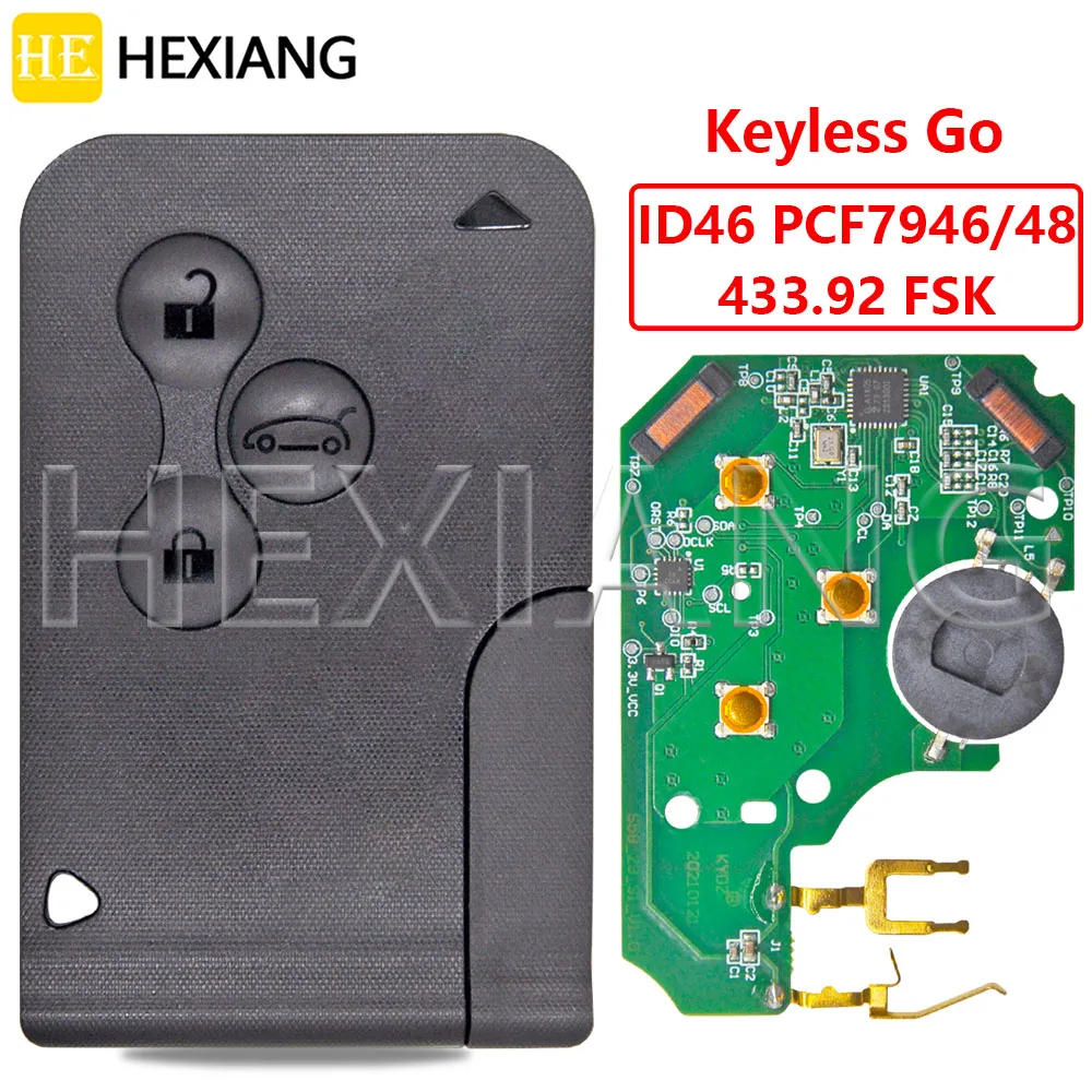 

HE Keyless Go ID46 PCF7946 433 МГц автомобильный ключ дистанционного управления все без логотипа для Renault Megane II פרana II Grand Scenic II 2003-2008