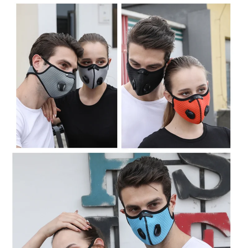 

Outdoor Mask With Filter Activated Carbon Pm 2.5 Anti-pollution Mask Respirator Halloween Cosplay Face Masks Dustproof Mouth