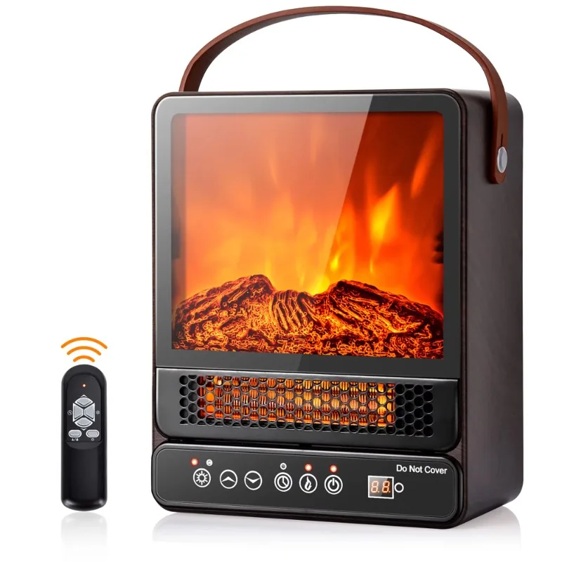

1500W Portable Electric Fireplace Heater w/ Remote Control Walnut
