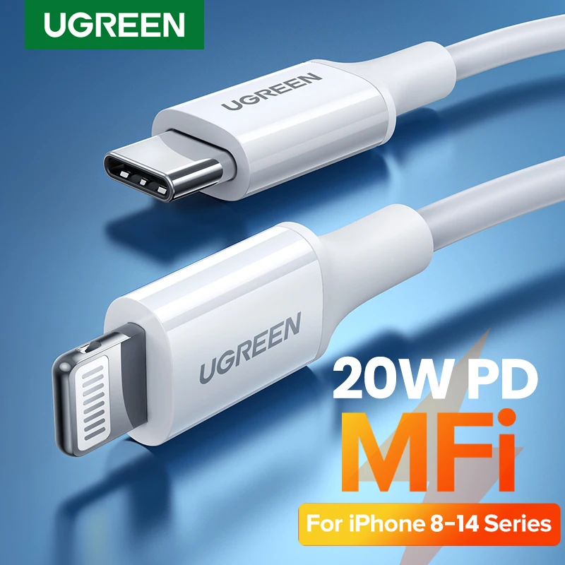 Кабель UGREEN MFi 20 Вт PD USB C к Lightning для iPhone 14 13 12 11 ...