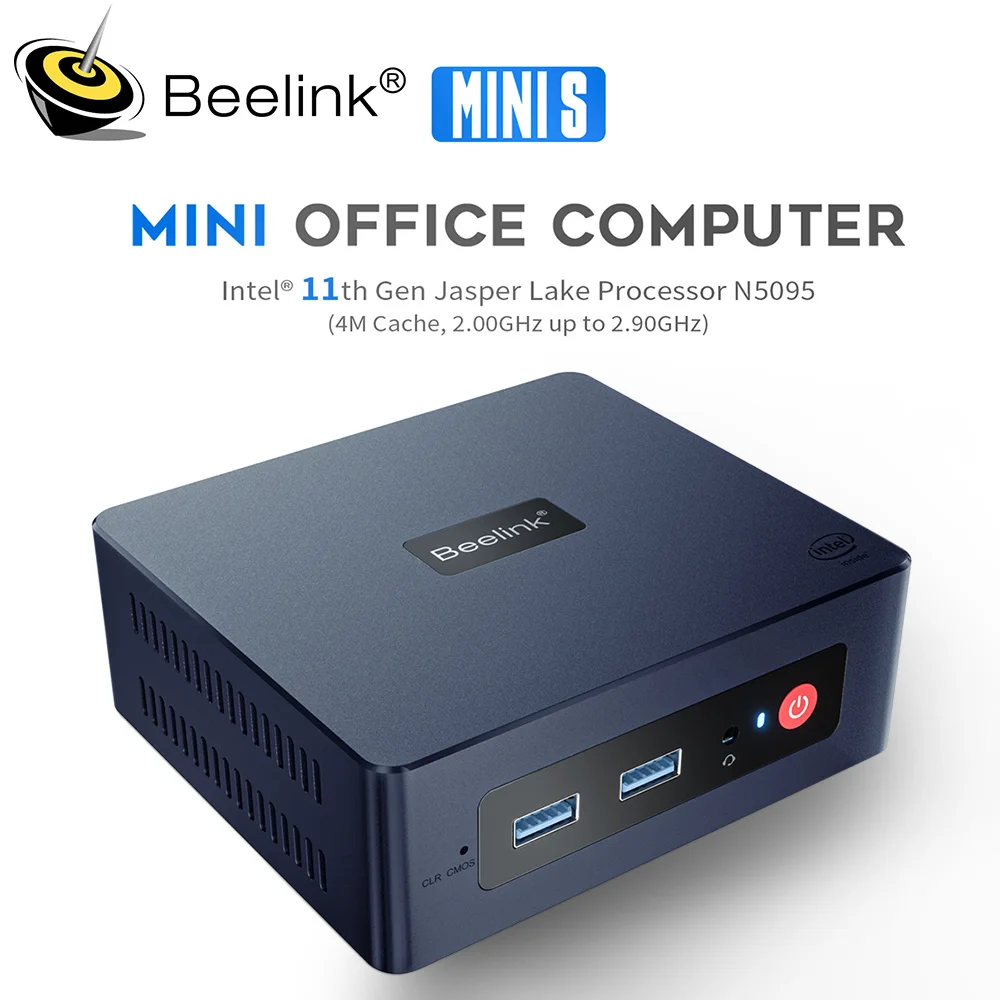 Beelink Min S Windows 11 мини-ПК Intel 11-го поколения N5095 8 ГБ/16 ГБ DDR4 128 ГБ/256 SSD игровой компьютер