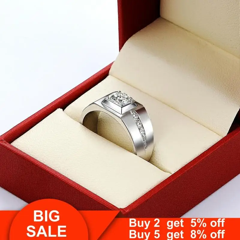 

Solitaire male Promise ring Silver Color AAAAA cz stone Engagement Wedding Band Rings for men Statement Party Jewelry