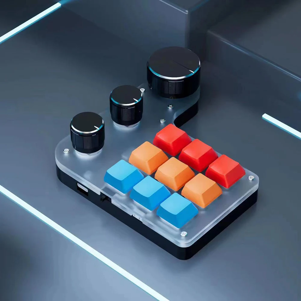 

RGB механическая клавиатура для одной руки, 9 клавиш, 3 ручки, самостоятельное программирование, механическая клавиатура с горячей заменой, ...