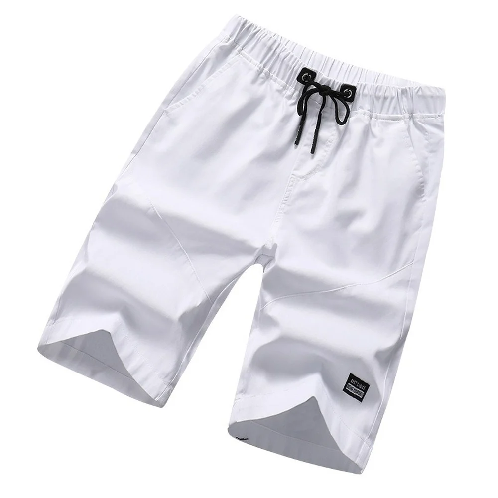 Мужские повседневные спортивные шорты белые однотонные рабочие до колен