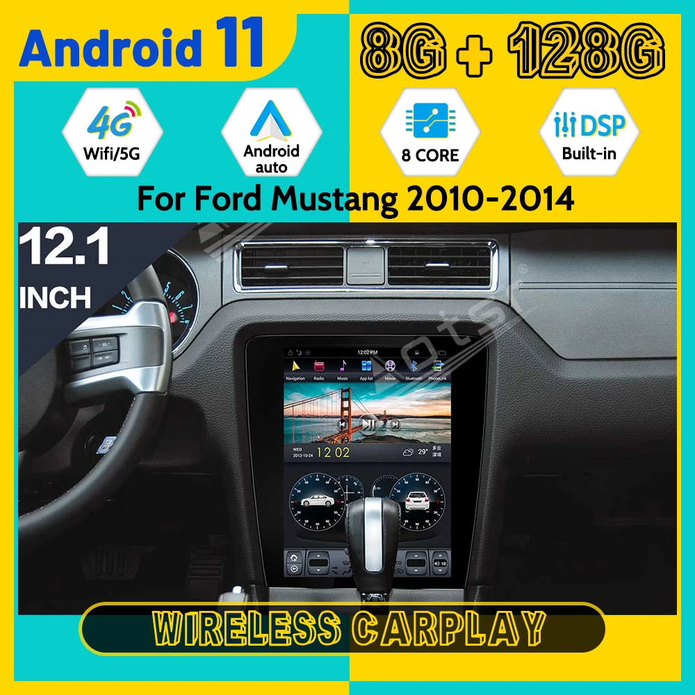

QualcommTesla Screen For Ford Mustang 2010-2014 Android 11 Car Radio Stereo Receiver Autoradio Multimedia Player GPS Navi Unit