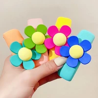 new cute colorful flower rectangle spong hair clips for girls kids sweet hair decorate hairpin barrette fashion hair accessories