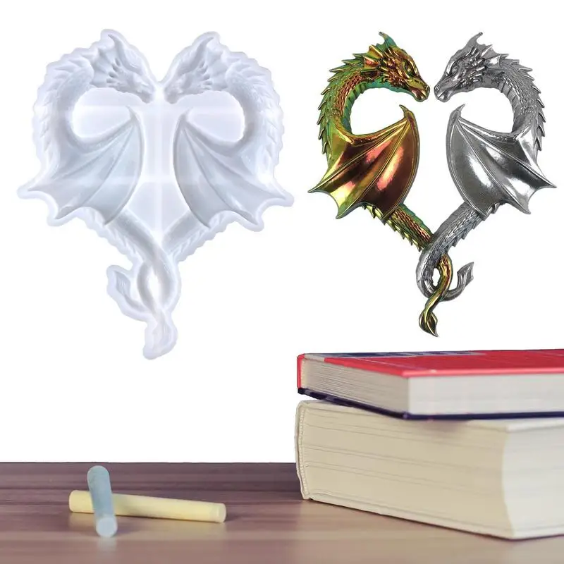 

3D Dragon Mold Heart-shaped Dragon Candle Mold Silicone Animal Mold Epoxy Resin Molds DIY Resin Casting For Concrete Fondant