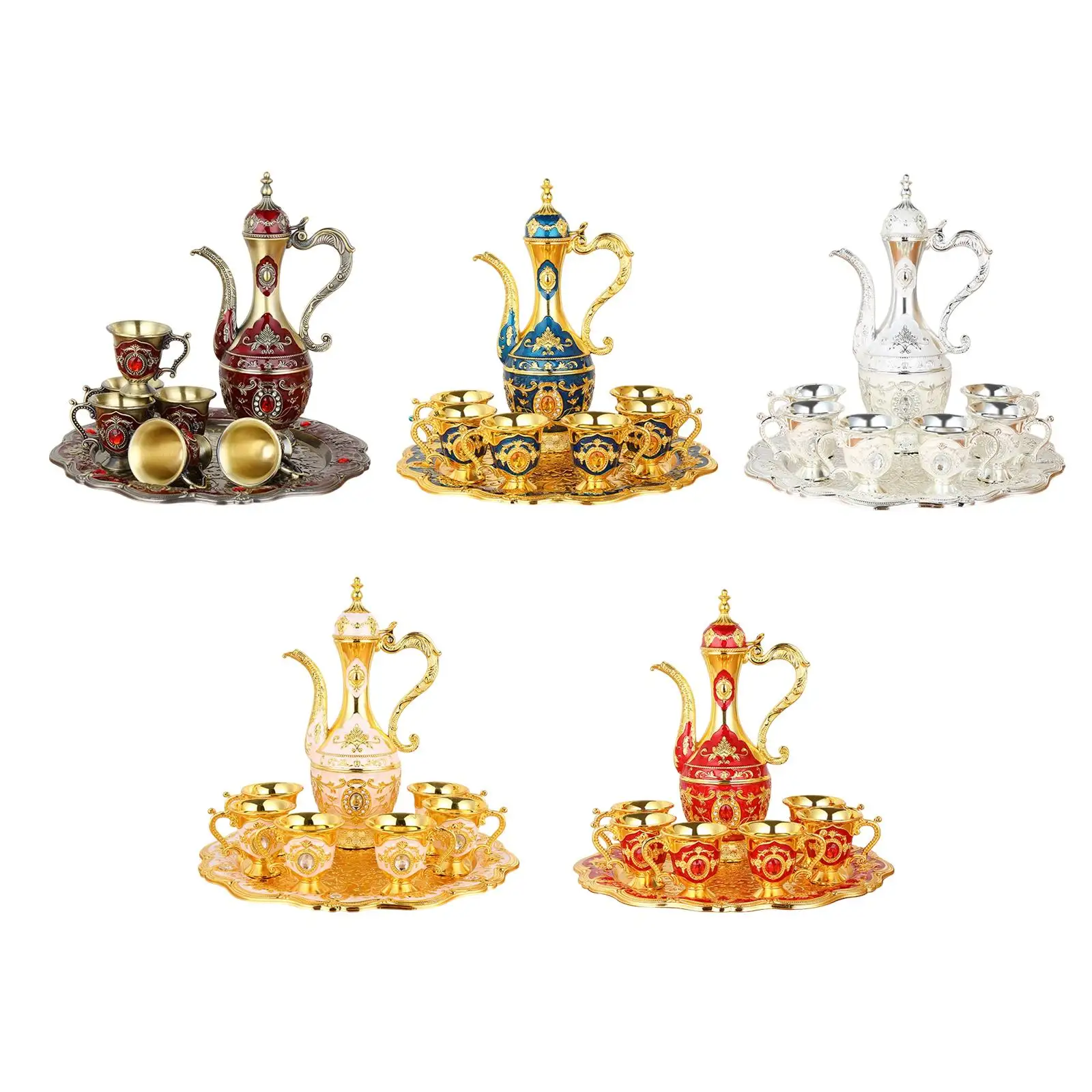 

Antique Palace Wine Set Drinkware Decanters Sake Pots Sets Carafes Tableware for Wedding Festaival Holiday Novelty Gift Decor