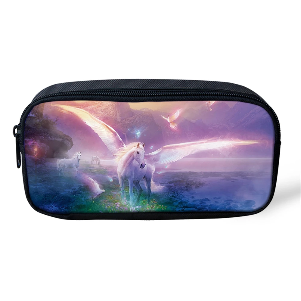 

Make Up Bag Women Cosmetic Cases Kids Pencil Case Horses Print Students Stationery Box Children School Pen Bags Girls Beautician