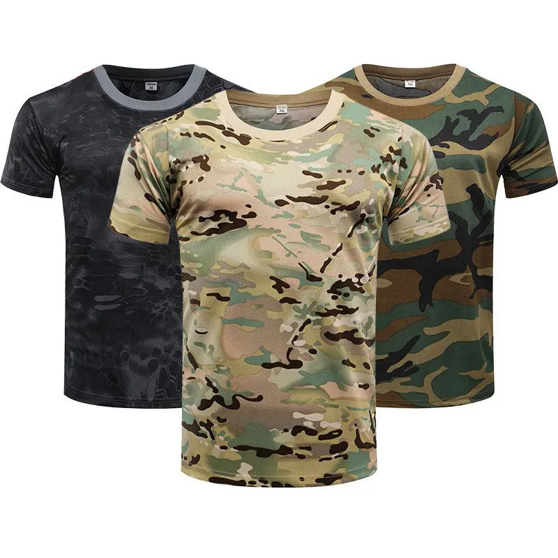 

Military Camouflage Short Sleeves Tees Men's Summer Quick Drying Sports T-shirt Outdoor Physical Training Tops Tactical T Shirts