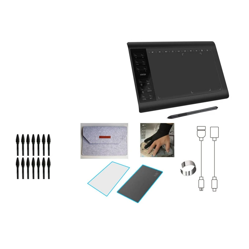 

10 X 6 Inch Graphic Pen Tablet Drawing Board With 8192 Pressure Battery-Free Stylus Support OTG Function