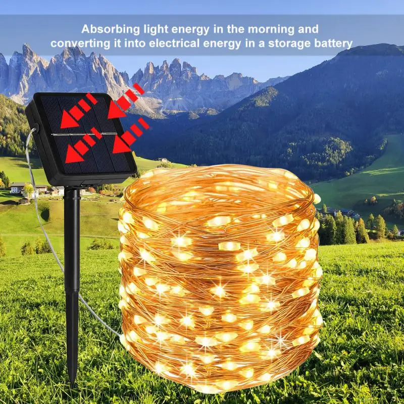 

Solar String 8 Mode Multi-specific Rice Number LED Waterproof Outdoor Garland Festival Outdoor Waterproof Fairy Lantern