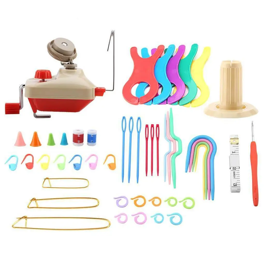

Hand-operated Knitting Crochet Weaving Tool Metal Yarn Ball Winder Kit Random Color
