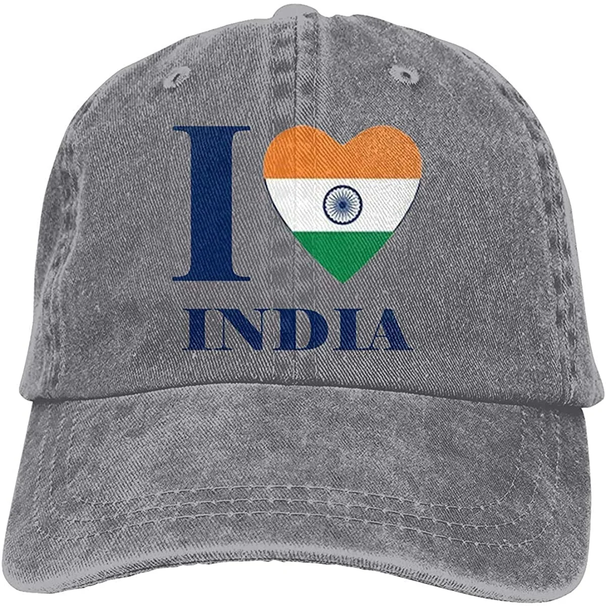 

I Love India Heart Flag Adjustable Aithletic Denim Baseball Caps Hi-Hop For Men And Women