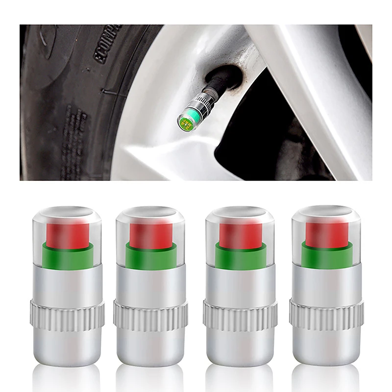

2 Pcs/ 4 Pcs Car Tire Pressure Gauge Indicator External Valve Detection Universal Type Alert Monitoring Valve Cap Sensor