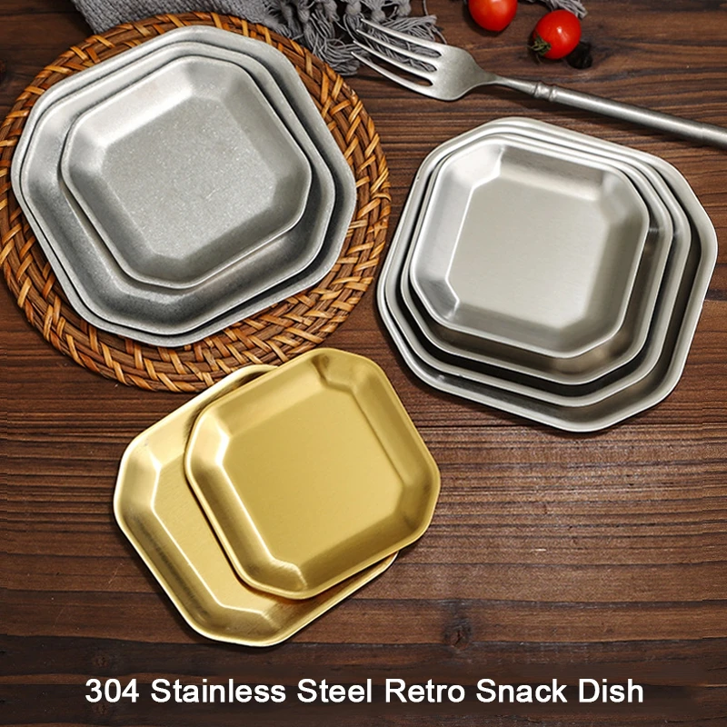 

Plates Dish Stainless Dishes Steel Appetizer Serving Plate Bowls Sauce Dipping Small Metal Snack Tray Bowl Ketchup Mini Dessert