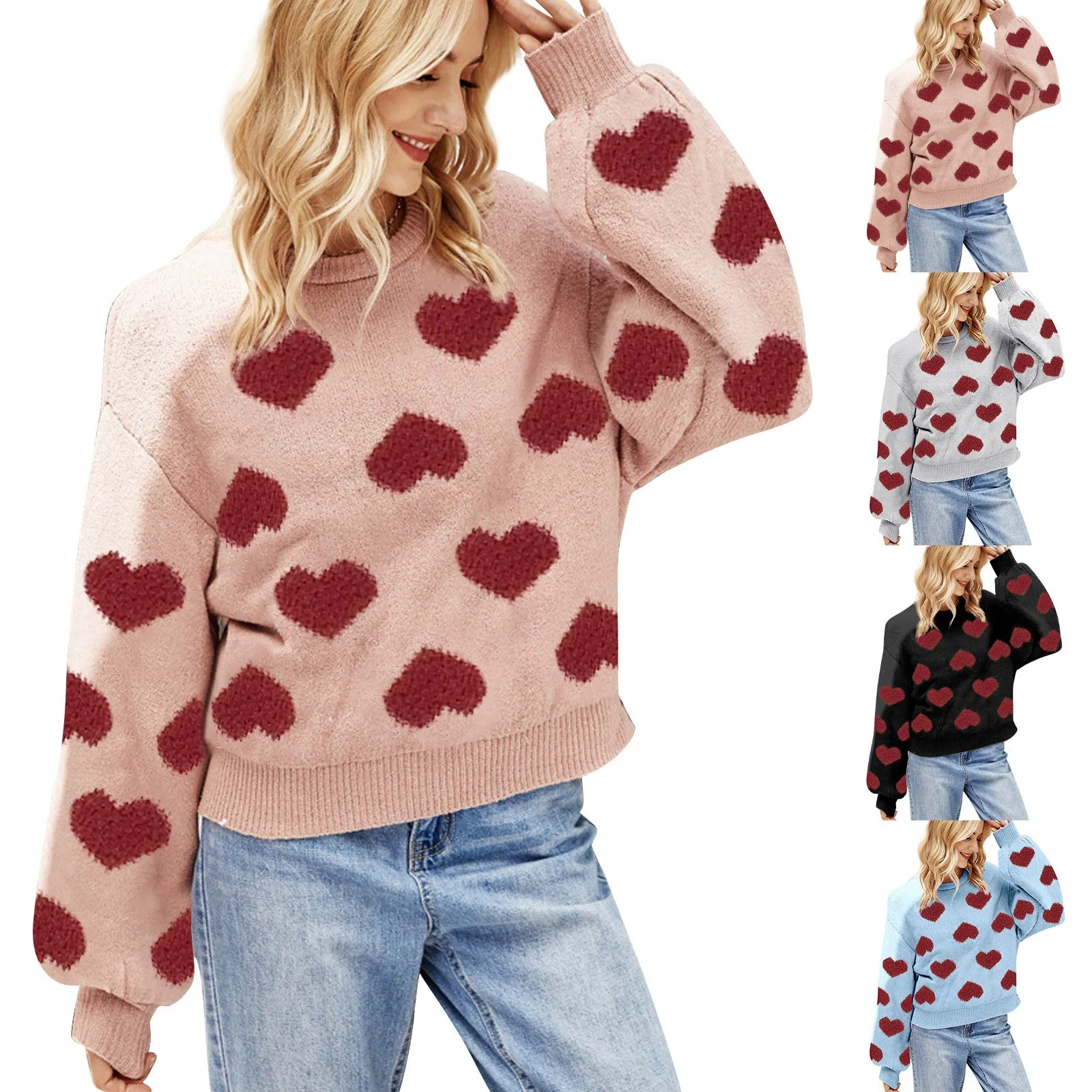 

Женский вязаный свитер с милым любовным узором на День святого Валентина, мягкий и гладкий красивый свитер, свитшоты для молодых мужчин