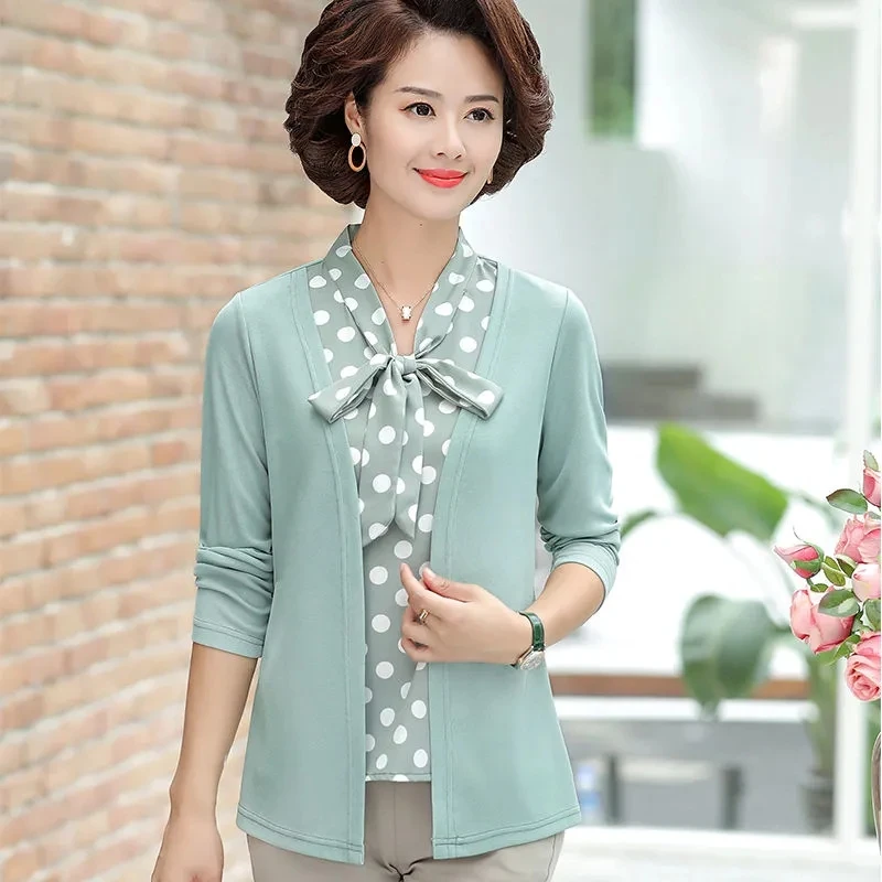 Рубашка-топ Женская демисезонная с длинным рукавом и V-образным вырезом