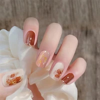 24pcs fake nails finished wearing long island ice tea manicure short fake nail patch removable nail accessories