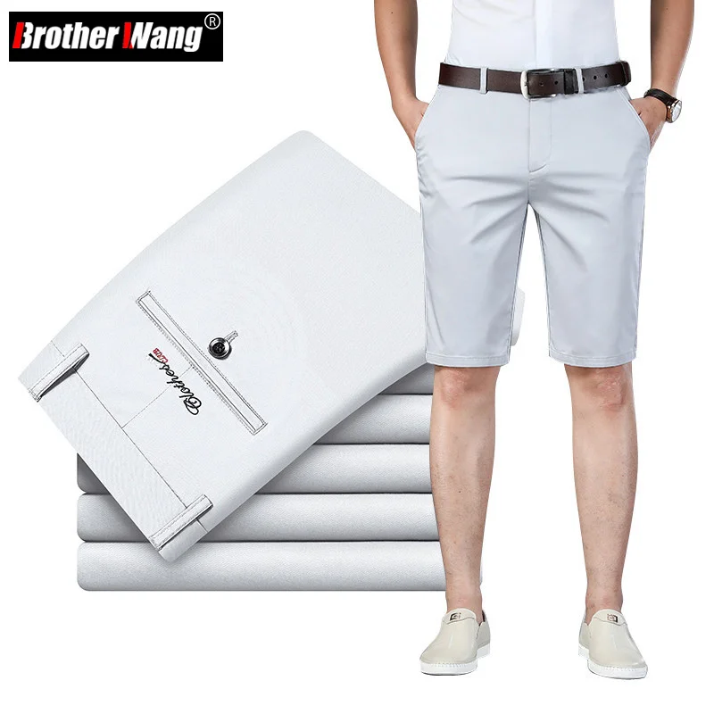 

6 Color Casual Sorts Men 2022 Summer New Strait Elastic Business Fasion Tin Sort Pants Male Brand Kaki Beie Black Navy