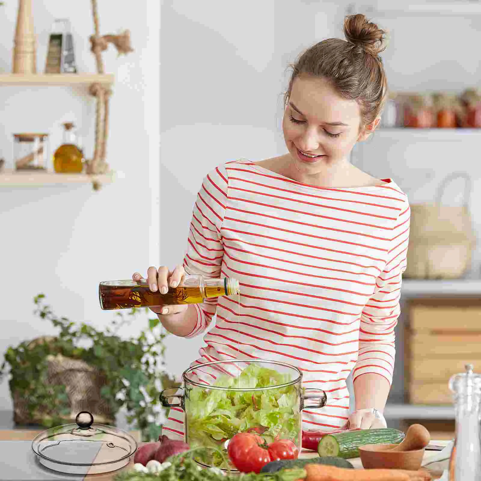 Стеклянная кастрюля для смешивания кастрюли домашней кухни суп жарки прозрачные