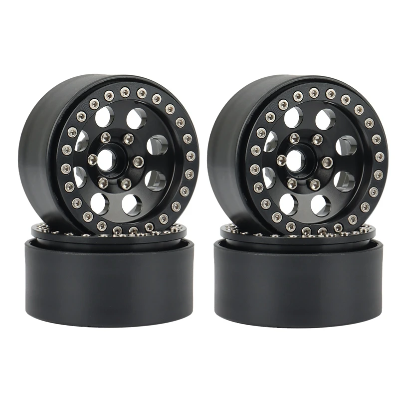 

4PCS 1.9 Metal Beadlock 8 Round Hole Wheel Hub Rims for 1/10 RC Crawler Axial SCX10 90046 AXI03007 Traxxas TRX4 D90,2