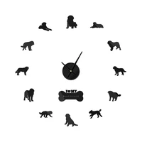 saint bernard dog self adhesive diy 3d wall clock alpine mastiff quartz acrylic mirror st bernard doggie pet big needles saat