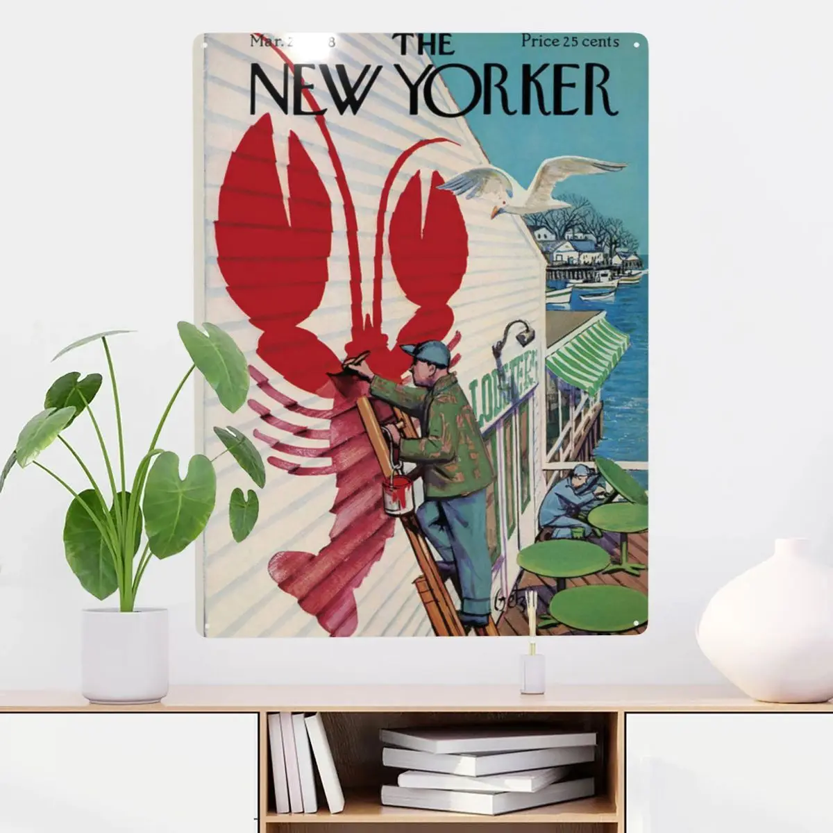 

New Yorker 22 марта 1958 металлический жестяной знак Декор жестяной знак легко установить добавить атмосферу Кофейня