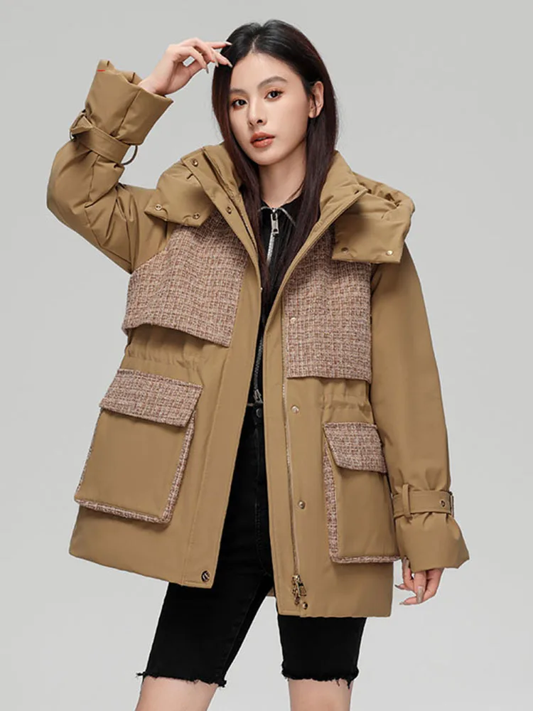 Новый толстый парки большого размера пуховик женский зимний облегающий с