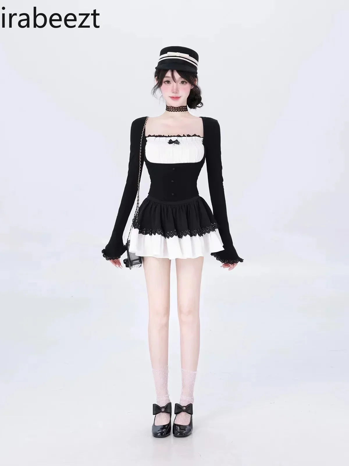 Осенняя тонкая Длинная женская юбка-топ со стильным дизайном облегающая