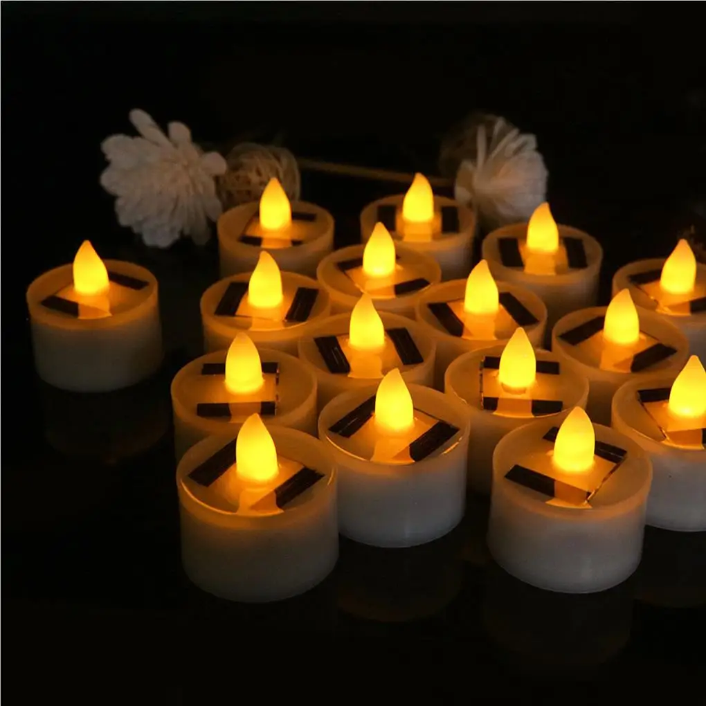 

12 Pieces Solar Lamp Compact Size Party Supplies Decoration Candle Light
