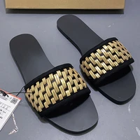 womens slippers braided design charm open toe set foot vacation beach flat sandals casual flip flops women shoes
