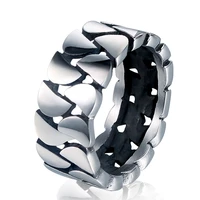 megin d stainless steel titanium ins net weaven chain motor hip hop punk rings for men women couple friends gift fashion jewelry
