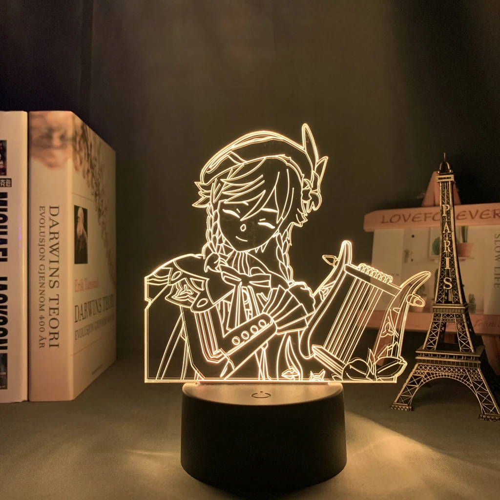 

Game Genshin Impact Venti Acrylic Led Night Light Figure Toy Bedroom Decoration 3d Touch Sensor Colorfu Led Lamp For Gif