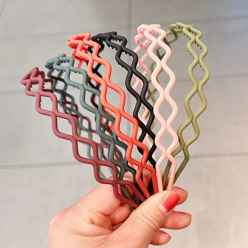 

Fashion Solid Color Resin Hair Band Wave Matte Hair Hoop Frosted Morandi Color Head Hoop DIY Hairband Makeup Wash Face Hairbands