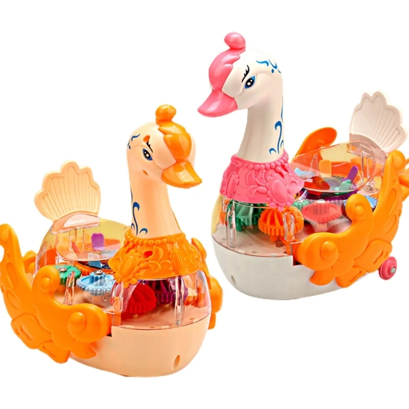 

Kids Transparent Gear Geese Shape Toy Early Education Music Sounding Walking Toy