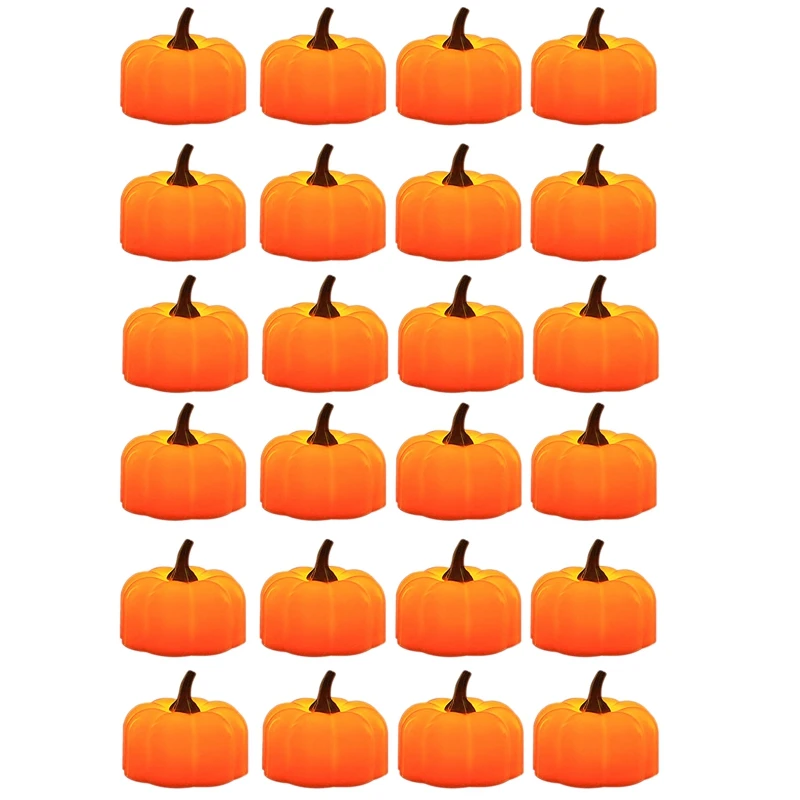 

24Pcs 3D Pumpkin Candles Flame Less Pumpkin Lights Decor Fall Thanksgivings Home Harvest Fireplace Halloween Decorations