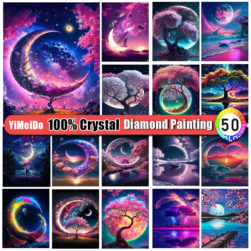 

Алмазная живопись YiMeiDo 100% с кристаллами, пейзаж, луна, полная мозаика, искусственная вышивка крестиком, набор для домашнего декора, подарки