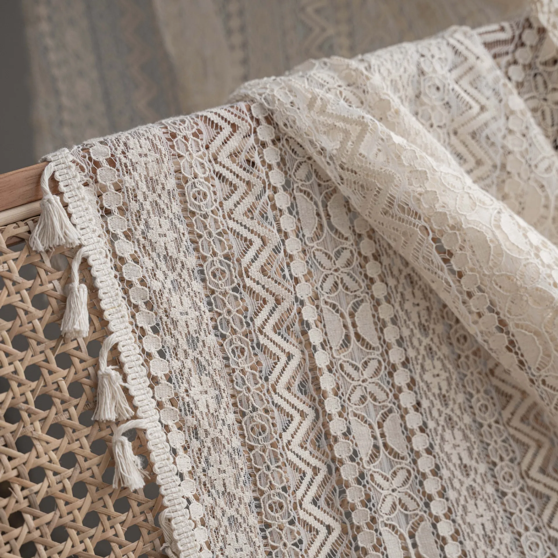 

Белые французские кружевные шторы из хлопка