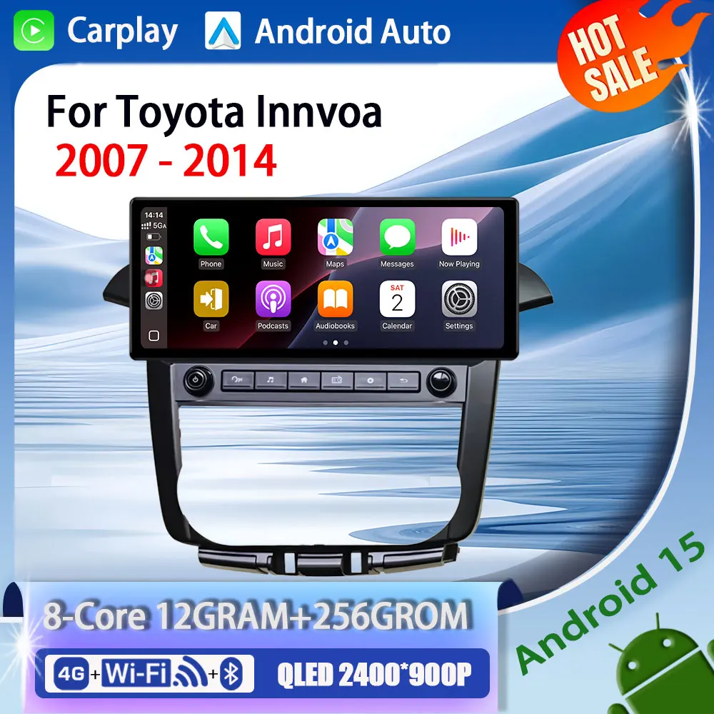 Фото GPS-навигатор-стереосистема для Toyota Innova 2007-2014 с Wi-Fi, 4G, автомобильным радио, видео- и аудиоплеером, CarPlay, Auto BT, аксессуарами, 2.5D №1