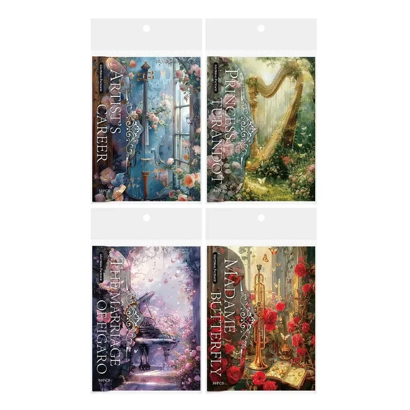 30 Упаковок Винтажный Стиль Рококо Фортепиано Блокноты Эстетическая Бумага