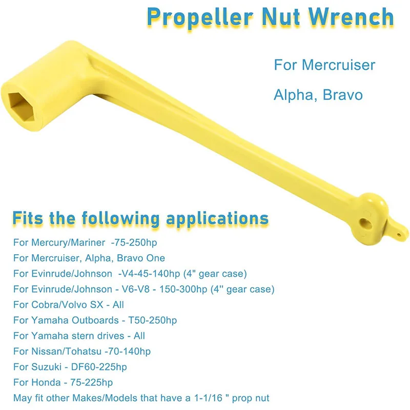 Полимерный пропеллерный ключ 1-1/16 дюйма гаечный 27 мм желтый для Mercury/Mercruiser/Alpha