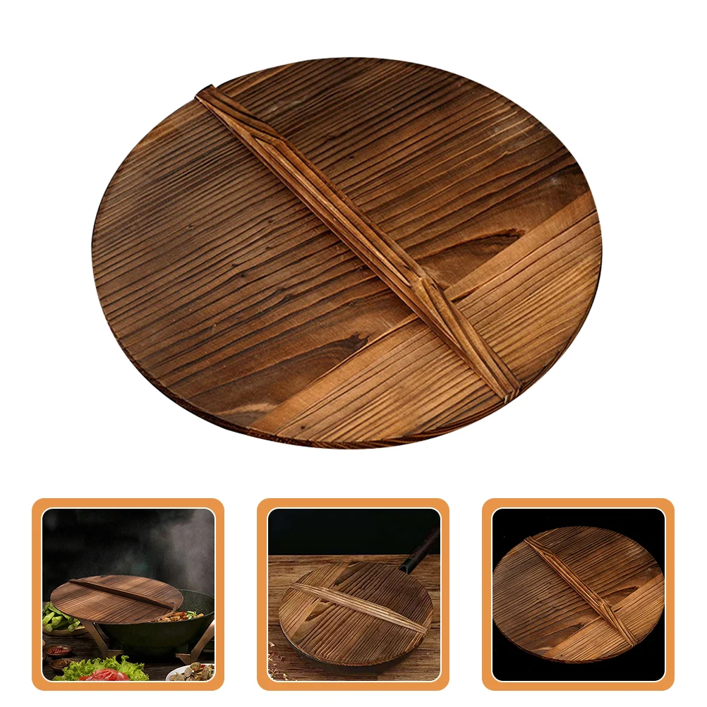 

Wooden Pot Lid Household Cover Anti-overflow Retro Wok Home Kitchenware Anti-splash Handcrafted
