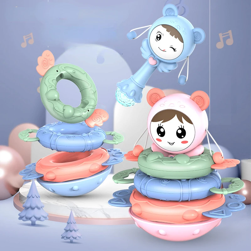 

Tumbler Toy Baby Kids Cartoon Rattle Drum Spin Fun Toys Educational Early Childhood Education Baby Rattle Music Multi Toy