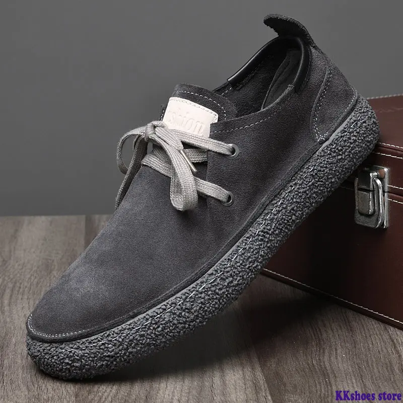 

Кроссовки мужские на шнуровке, повседневные дизайнерские туфли на плоской подошве, оксфорды из воловьей замши, модная повседневная обувь с круглым носком, на шнуровке