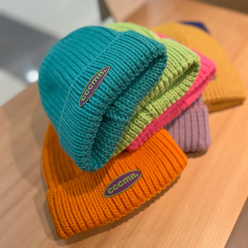 Шапка женская оранжевая шерстяная кепка осень-зима Южная Корея модная пара