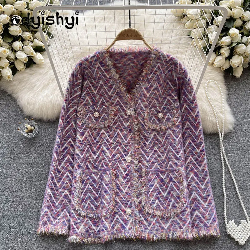 

Женский однобортный Кардиган, свободный свитер-пальто с плетеными кисточками, модель YD82 на осень и зиму