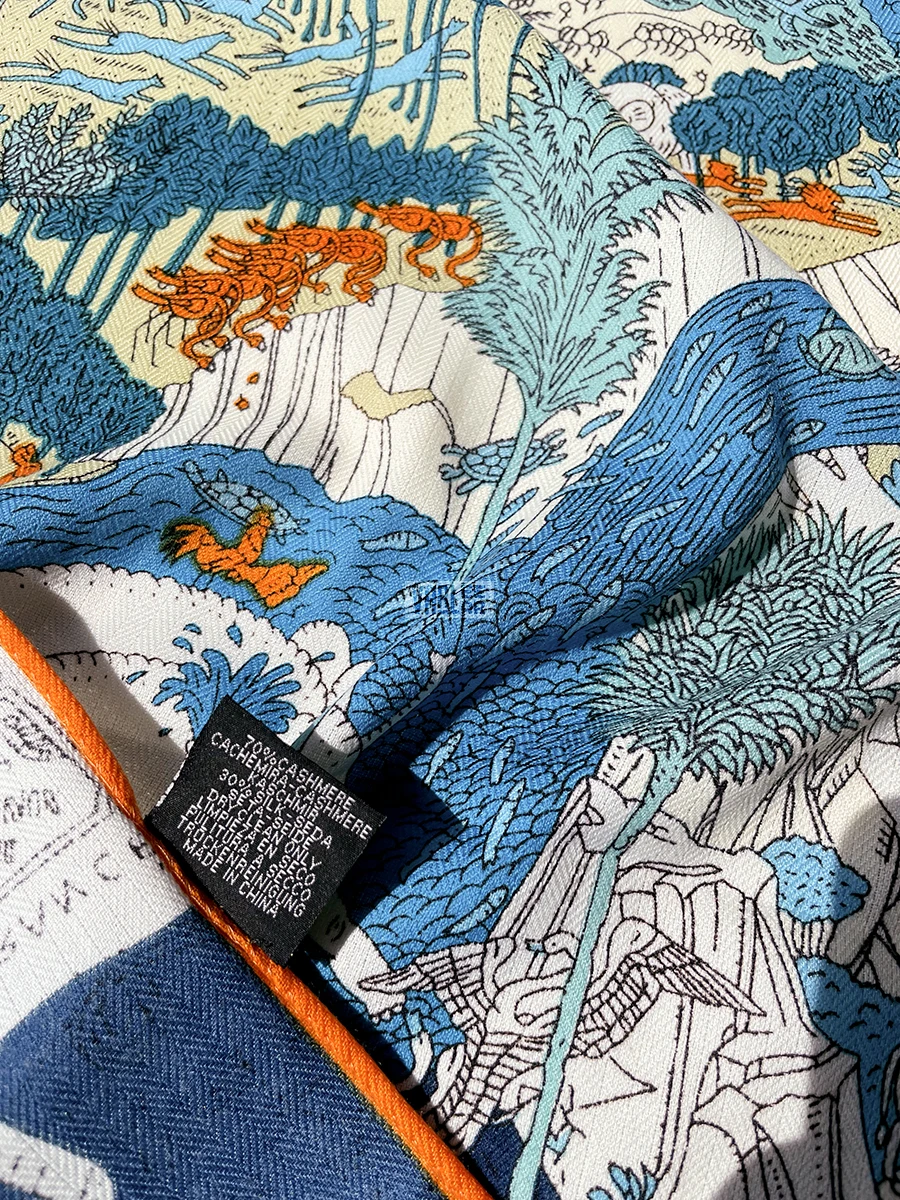 Кашемировый шелковый шарф женские мягкие теплые шали длинные шарфы из пашмины