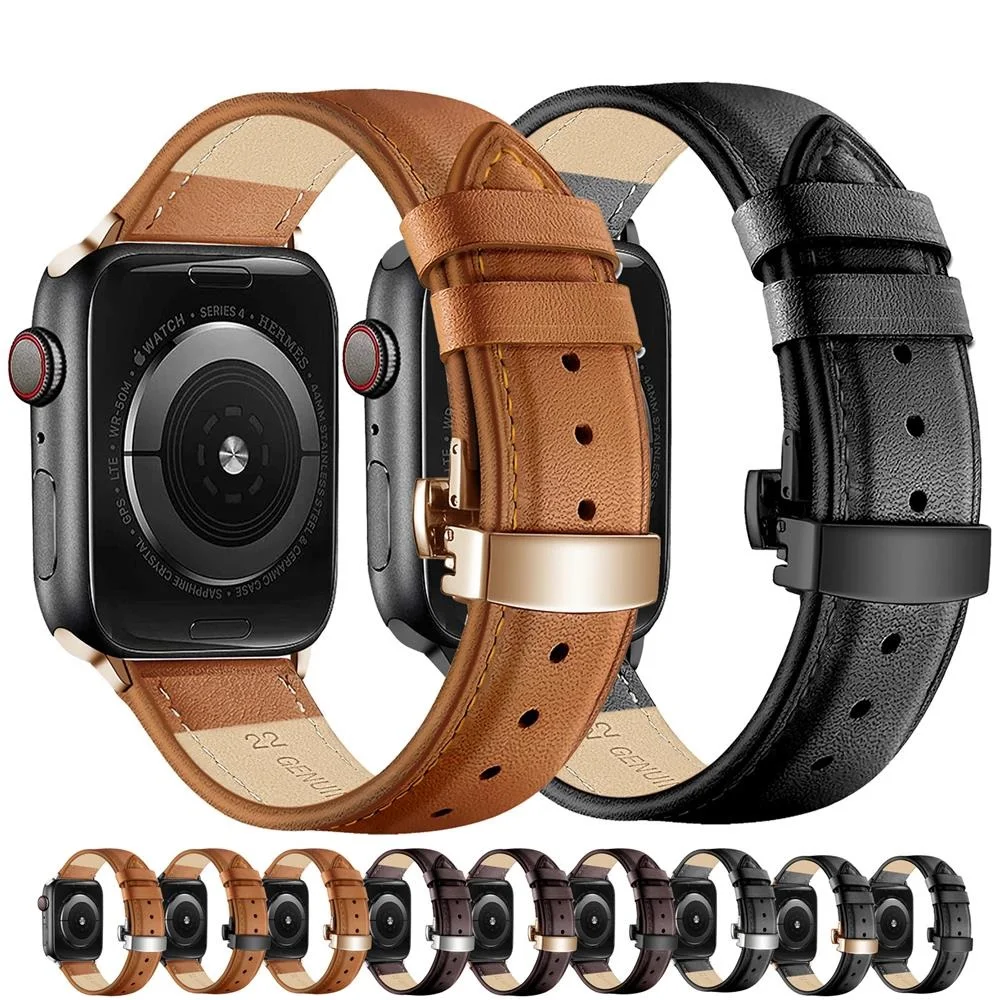 

Ремешок из натуральной кожи для Apple watch band 44 мм 45 мм 41 мм 40 мм 42 мм 38 мм, браслет для iWatch 3 SE 6 apple watch Series 7 8 ultra 49 мм